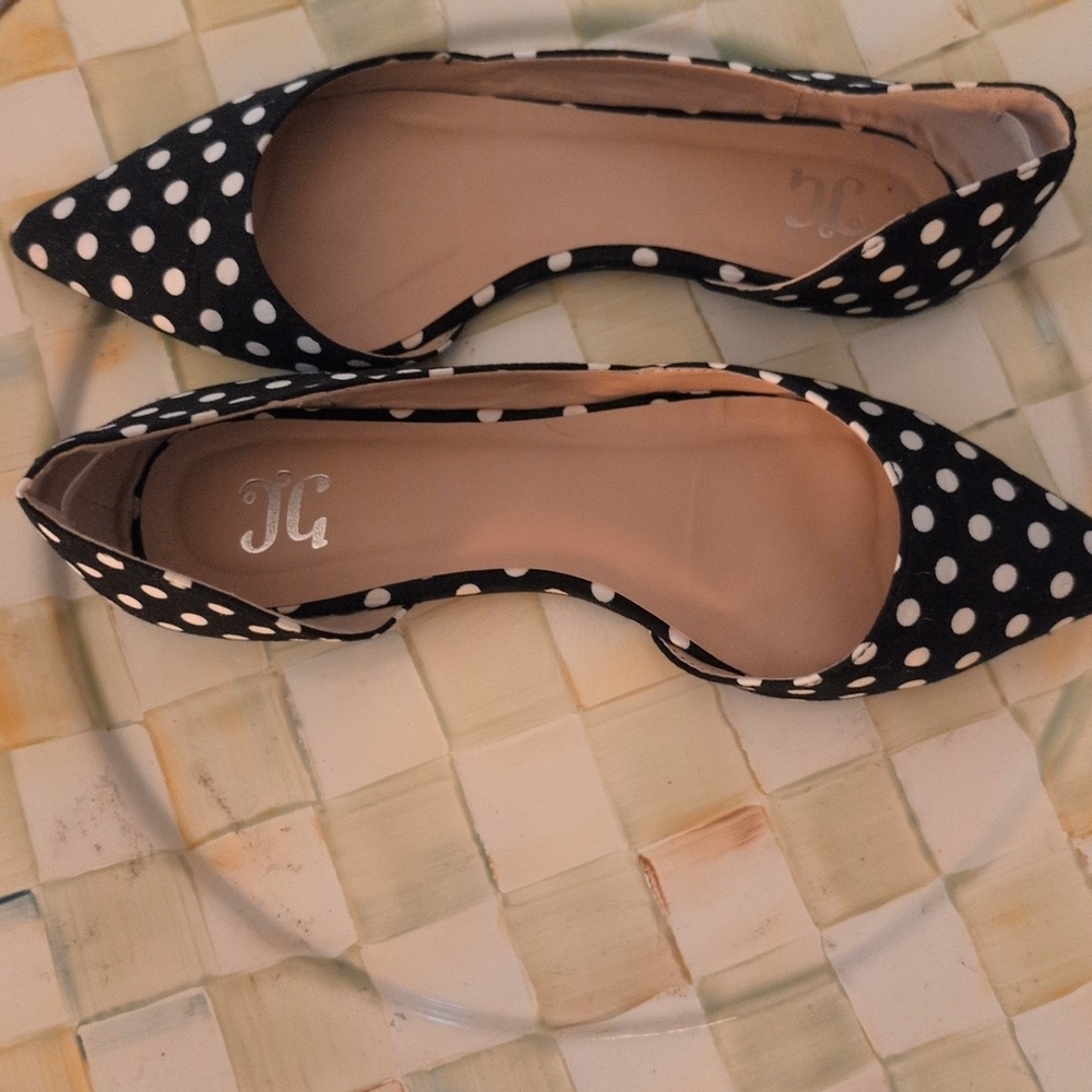 Polka Dot Black and White Women's Flats